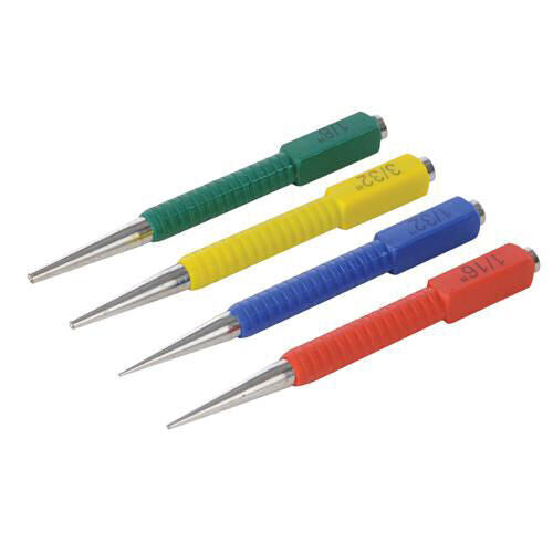 4 Piece 1/32 Inch 1/8" Inch Transfer Punch Set Colour Coded 127mm Length